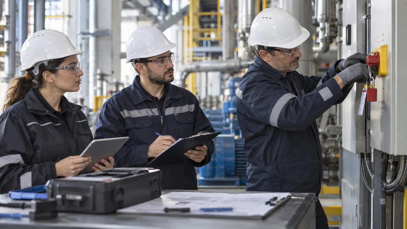 Bakım öncesinde iş izin sistemi ve enerji izolasyonu doğrulanıyor