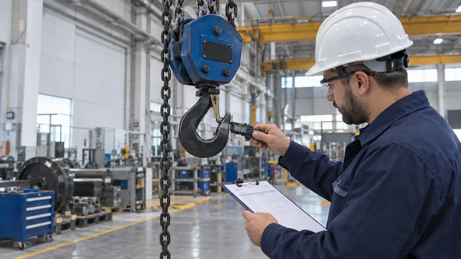 Yetkili teknik kişi iş ekipmanının periyodik kontrolünü yapıyor