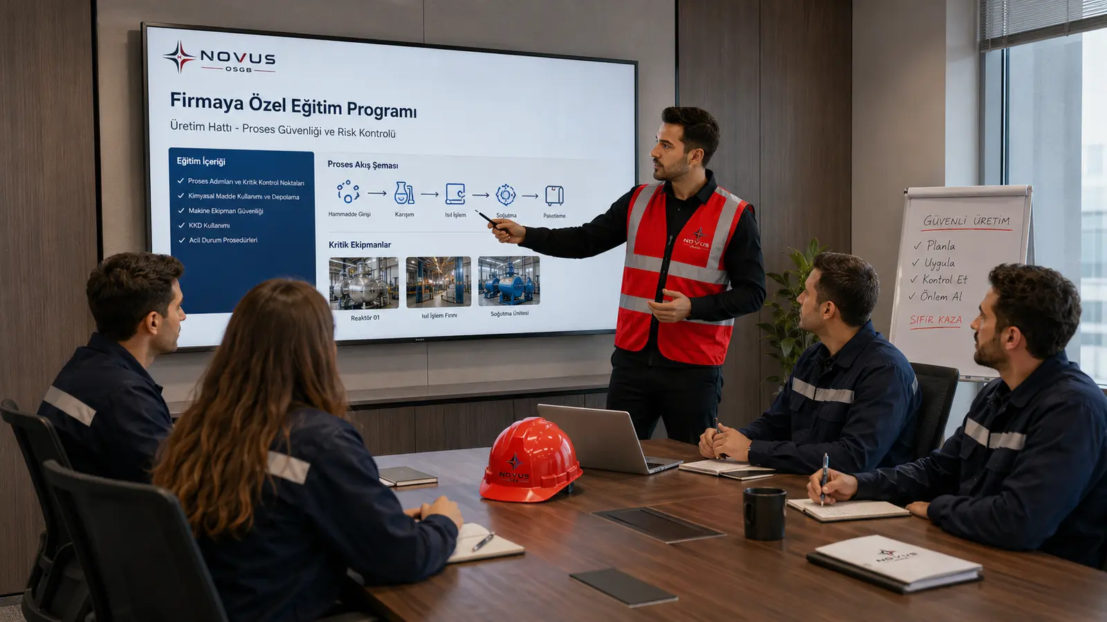 Teknik uzman proje çizimleri ile saha koşullarını birlikte değerlendiriyor